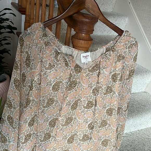 Hayden Ruffle Neck Boho Paisley Sheer Dress - Picture 3 of 11